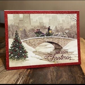 BUNDLE 10 EMBELLISHED CHRISTMAS HOLIDAY GREETING CARDS & ENVELOPES VINTAGE SCENE